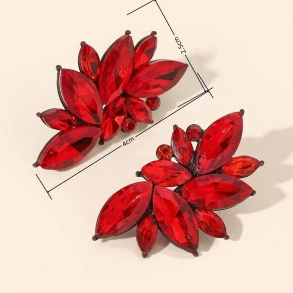 Retro Cluster Crystal Dangle Earrings Rhinestone Statement Stud Earrings - Picture 5 of 10